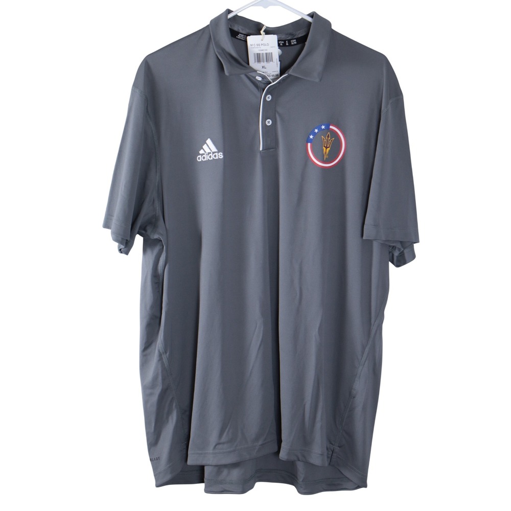 Adidas Mens Arizona State Sun Devils ASU Polo Shirt Grey XL New IW2312